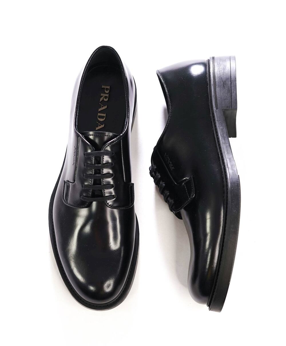 $1,150 PRADA - Black Pebble Leather Derby - US 10 (UK9)